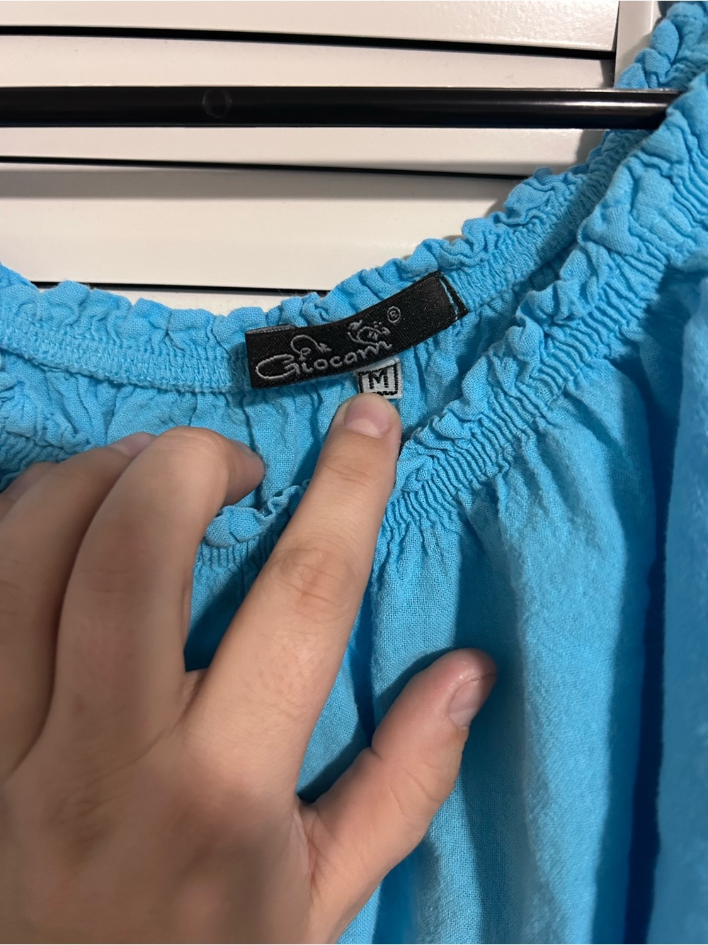 Giocam blue M off shoulder ruffle sleeve tunic dress - Picture 3 of 5